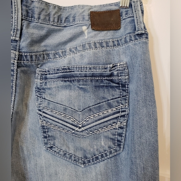 BKE Seth Jeans Size 38 X 30.5 High Rise Lightwash Straight Leg Whiskering Fading - Picture 13 of 16